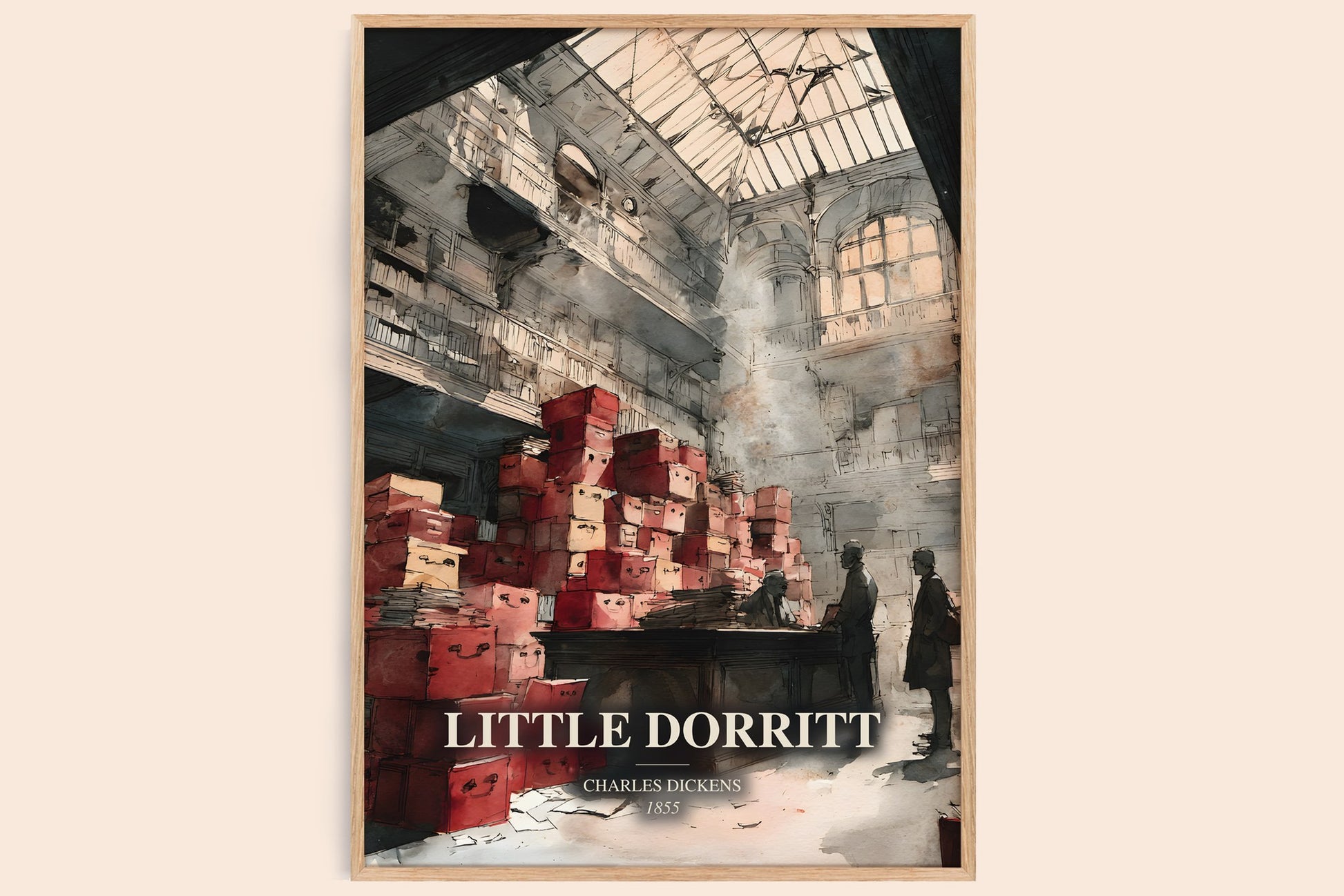Little Dorritt watercolour book poster by Charles Dickens – framed literary art print