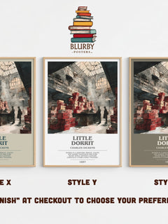 Little Dorrit Bookish Wall Art by Charles Dickens – Style X, Y and Z side by side – choose your finish