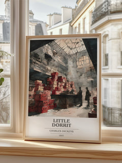 Little Dorrit Book Cover Poster by Charles Dickens – framed print by a bright window