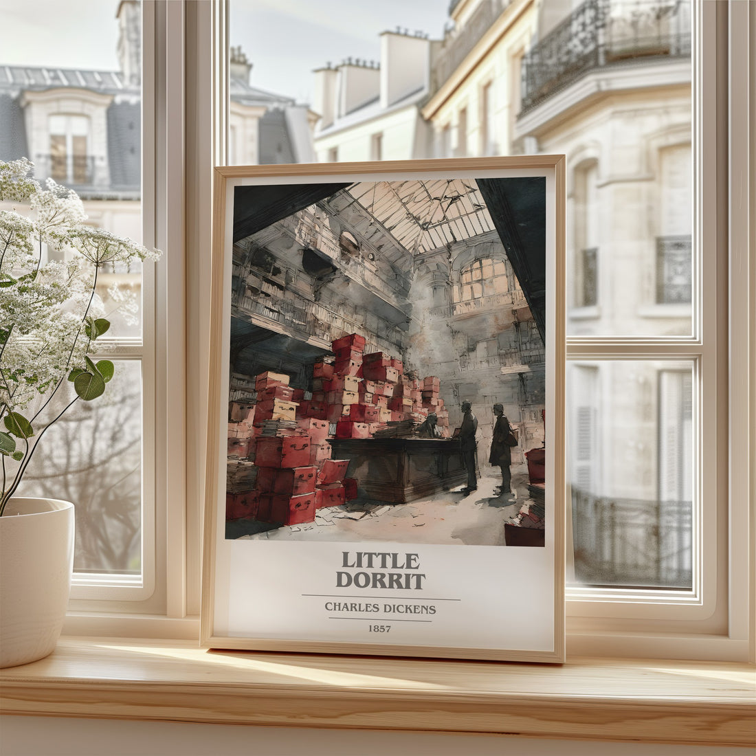 Little Dorrit Book Cover Poster by Charles Dickens – framed print by a bright window