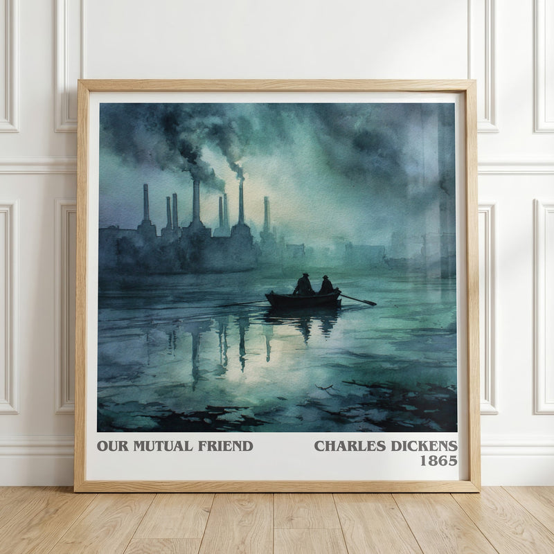 Our Mutual Friend literary print in frame leaning in hallway – classic literature wall art