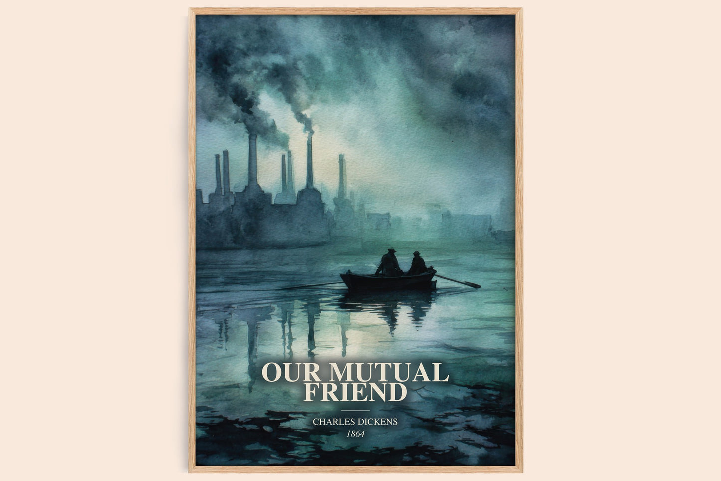 Our Mutual Friend watercolour book poster by Charles Dickens – framed literary art print
