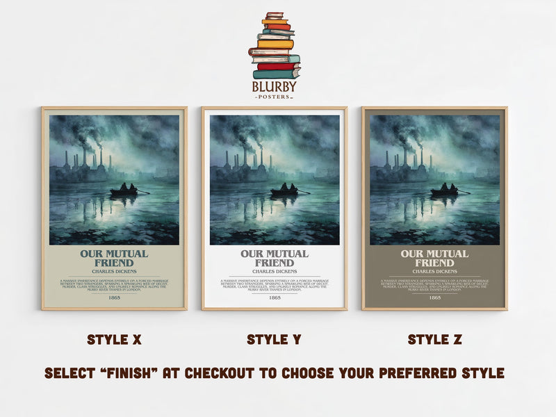 Our Mutual Friend bookish print in frame leaning in hallway – classic literature wall art