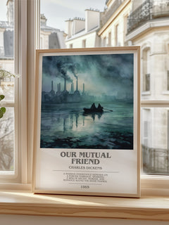 Our Mutual Friend Bookish Wall Art by Charles Dickens – framed print by a bright window