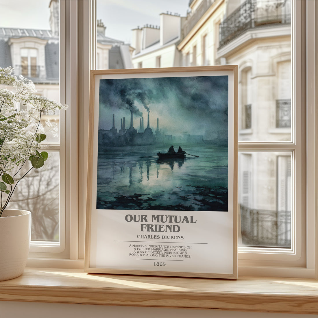 Our Mutual Friend Bookish Wall Art by Charles Dickens – framed print by a bright window