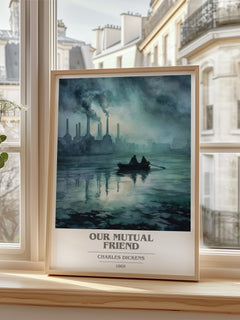 Our Mutual Friend Book Cover Poster by Charles Dickens – framed print by a bright window