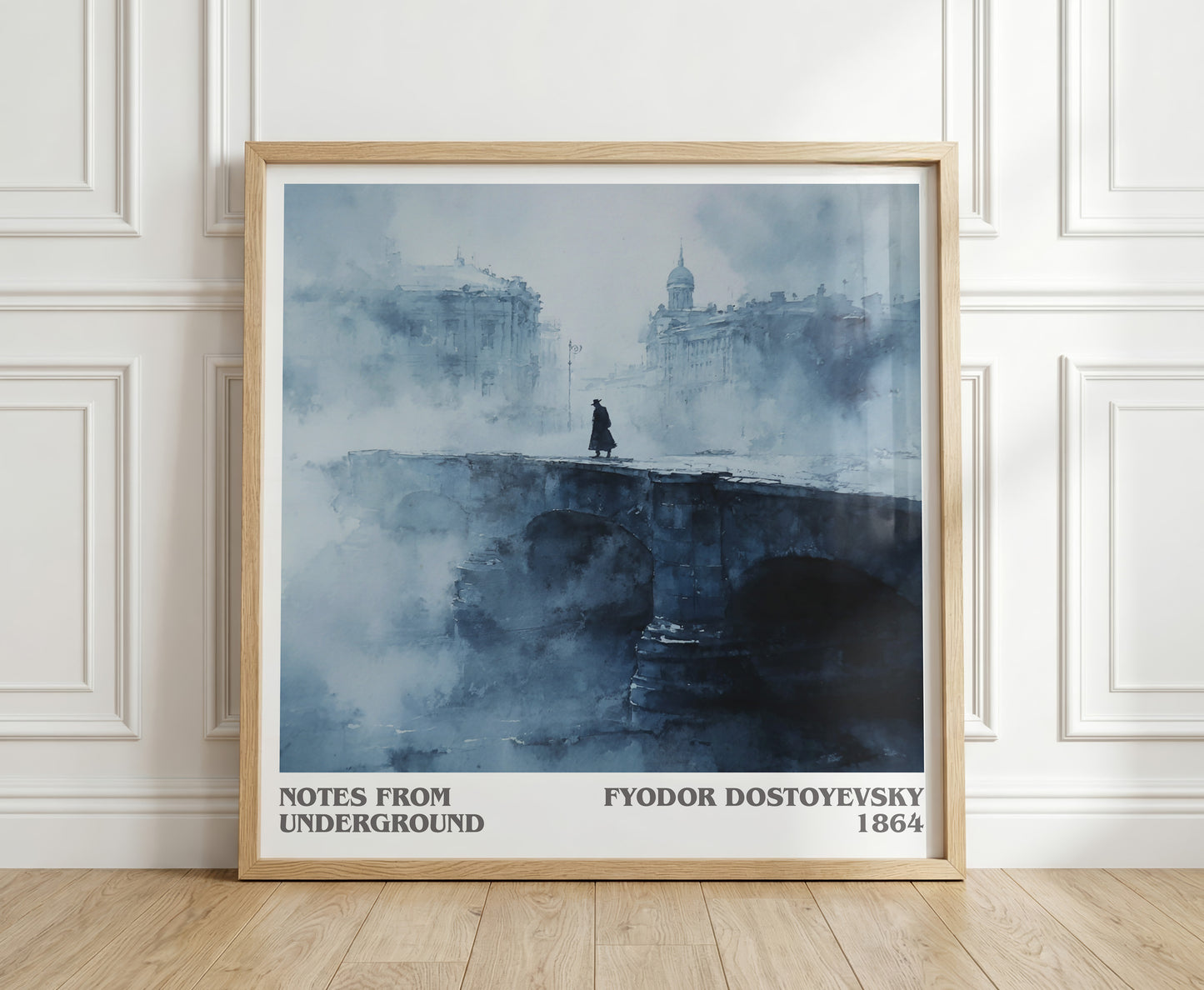 Notes From Underground literary print in frame leaning in hallway – classic literature wall art