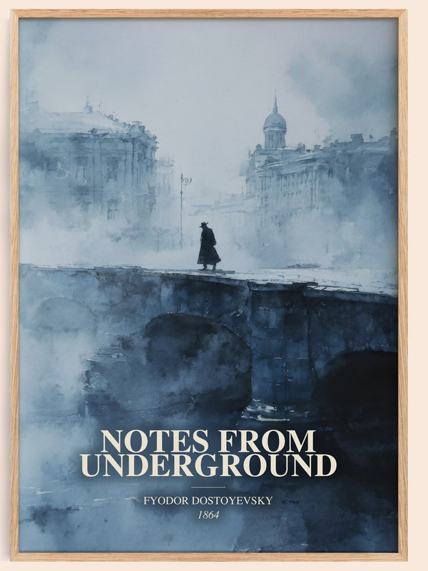 Notes From Underground watercolour book poster by Fyodor Dostoyevsky – framed literary art print