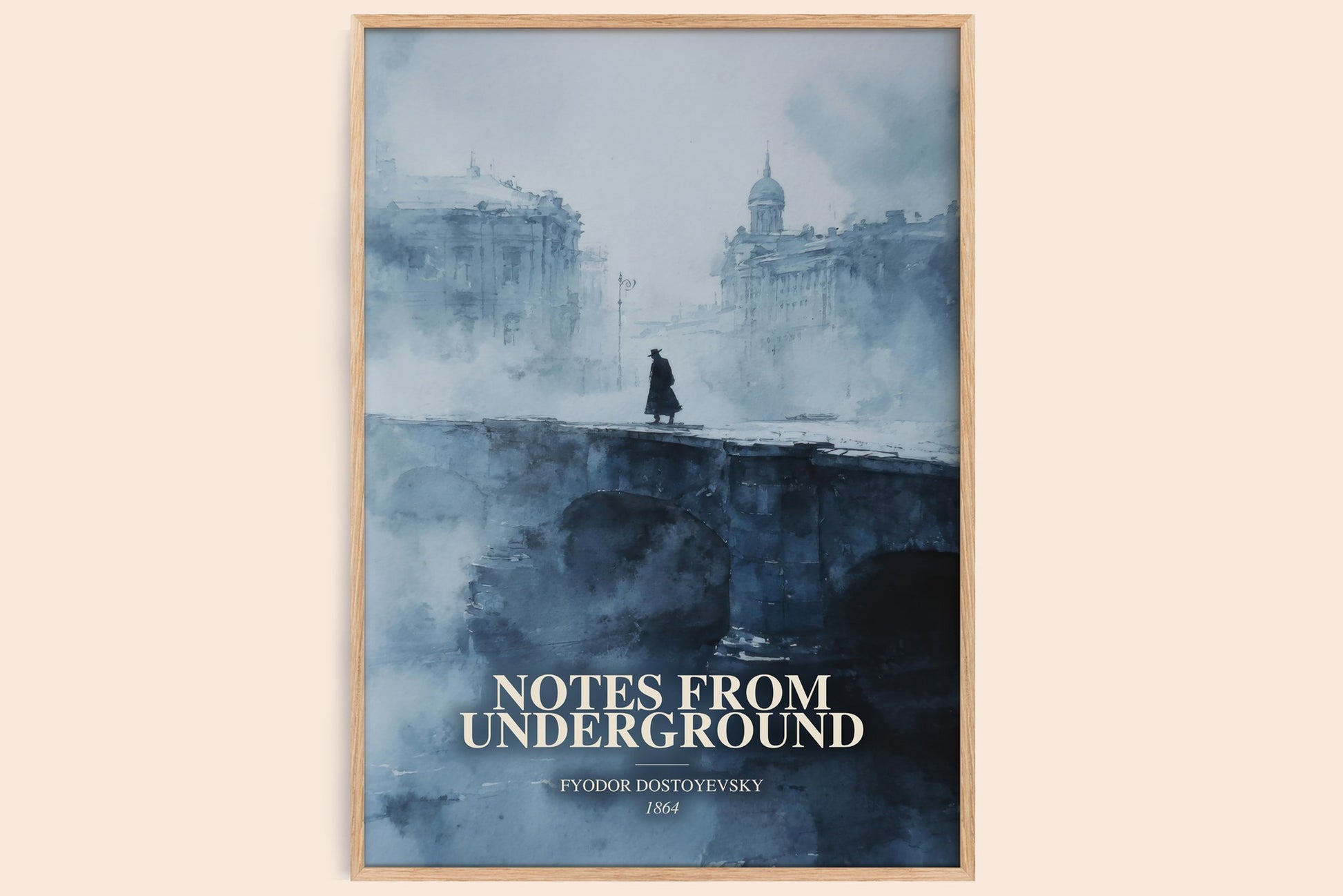 Notes From Underground watercolour book poster by Fyodor Dostoyevsky – framed literary art print