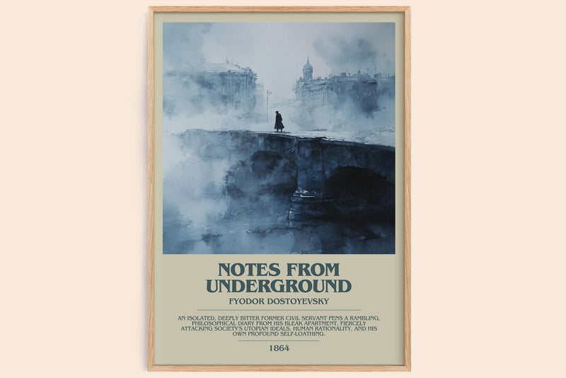 Notes From Underground bookish book poster by Fyodor Dostoyevsky – framed literary art print