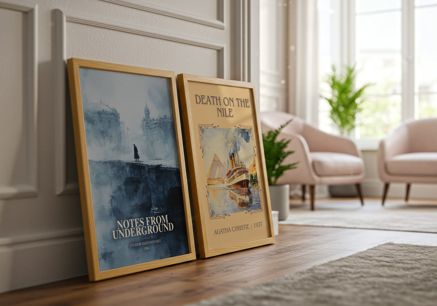 Notes From Underground watercolour print framed by window – literary home decor