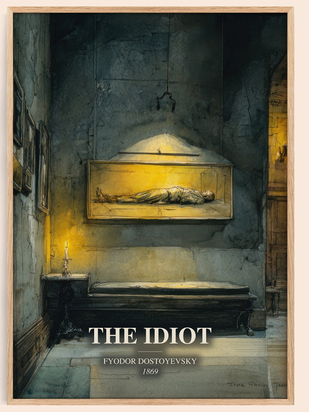 The Idiot watercolour book poster by Fyodor Dostoyevsky – framed literary art print