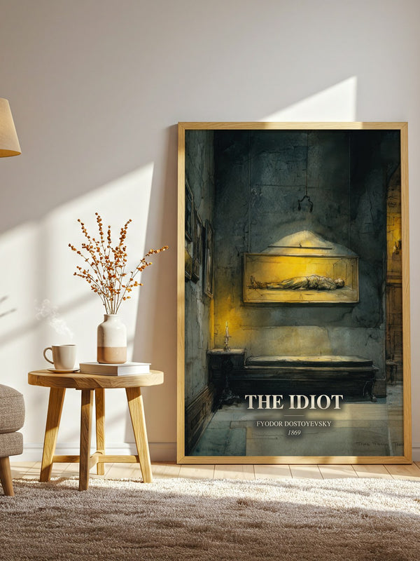 The Idiot watercolour print in frame leaning in hallway – classic literature wall art