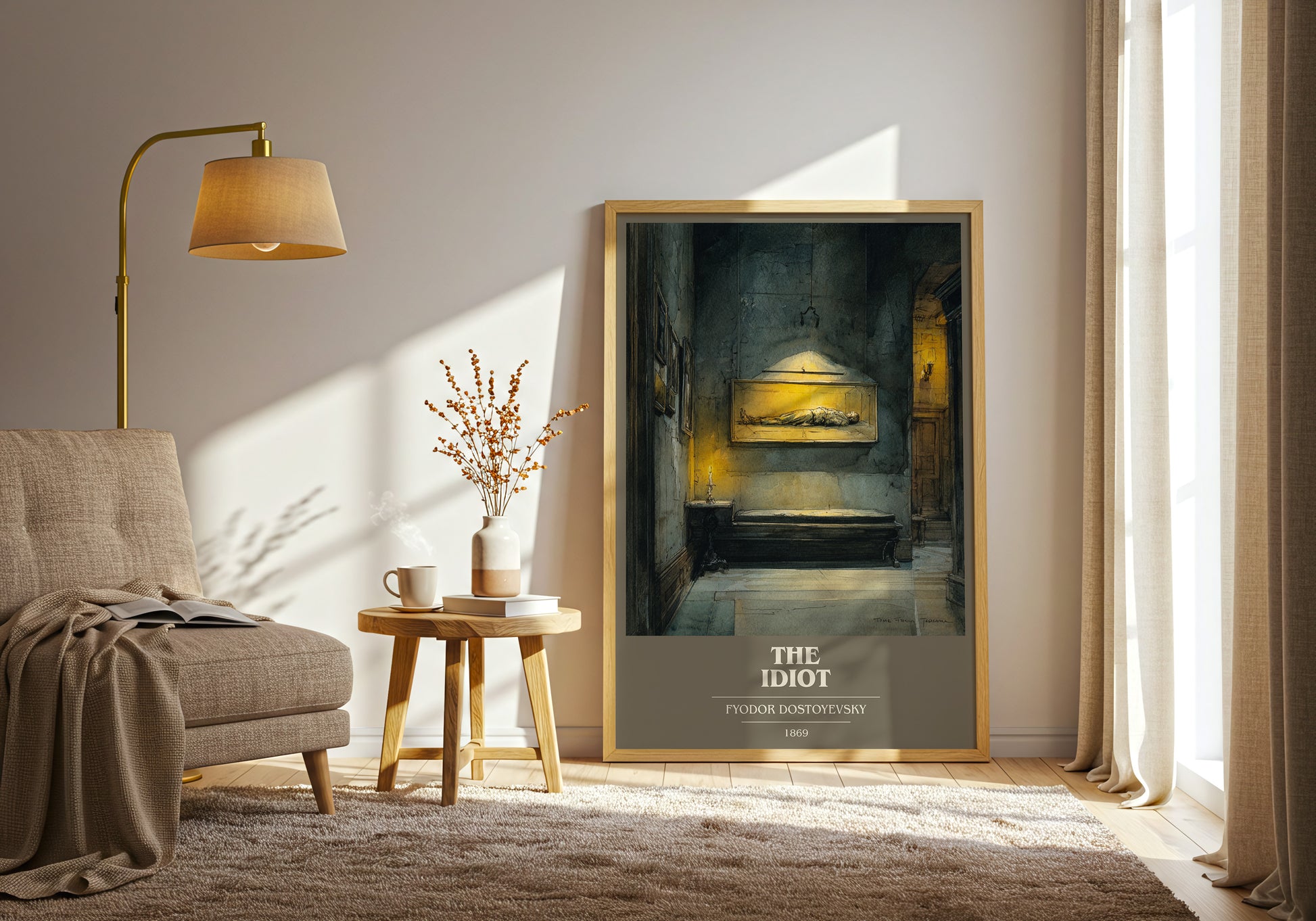 The Idiot book cover print framed by window – literary home decor
