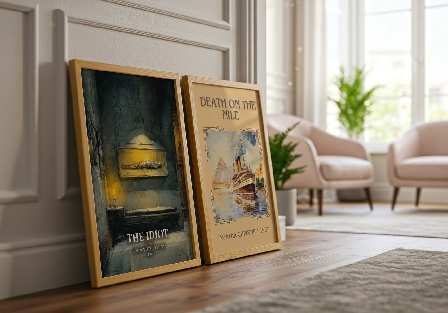 The Idiot watercolour print framed by window – literary home decor
