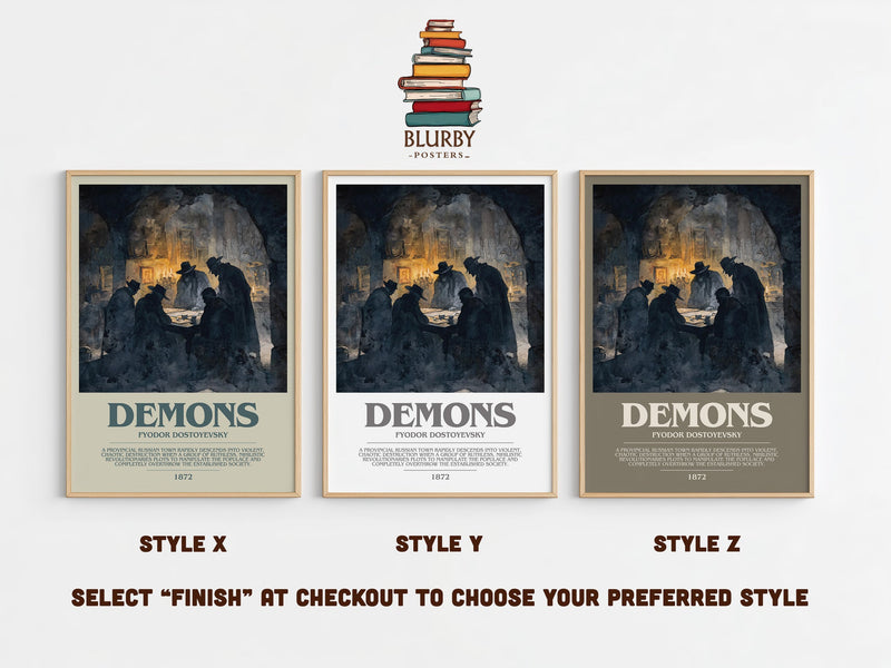 Demons bookish print in frame leaning in hallway – classic literature wall art