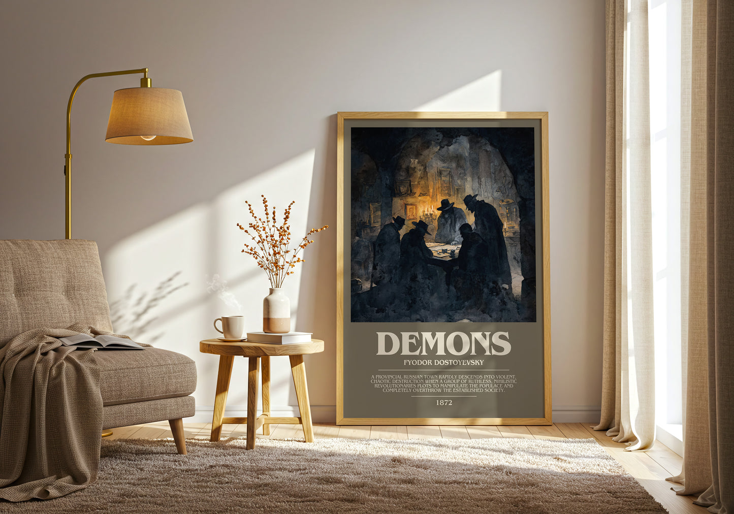 Demons bookish print framed by window – literary home decor