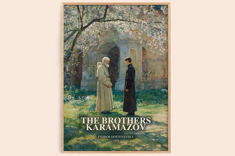 The Brothers Karamazov watercolour book poster by Fyodor Dostoyevsky – framed literary art print
