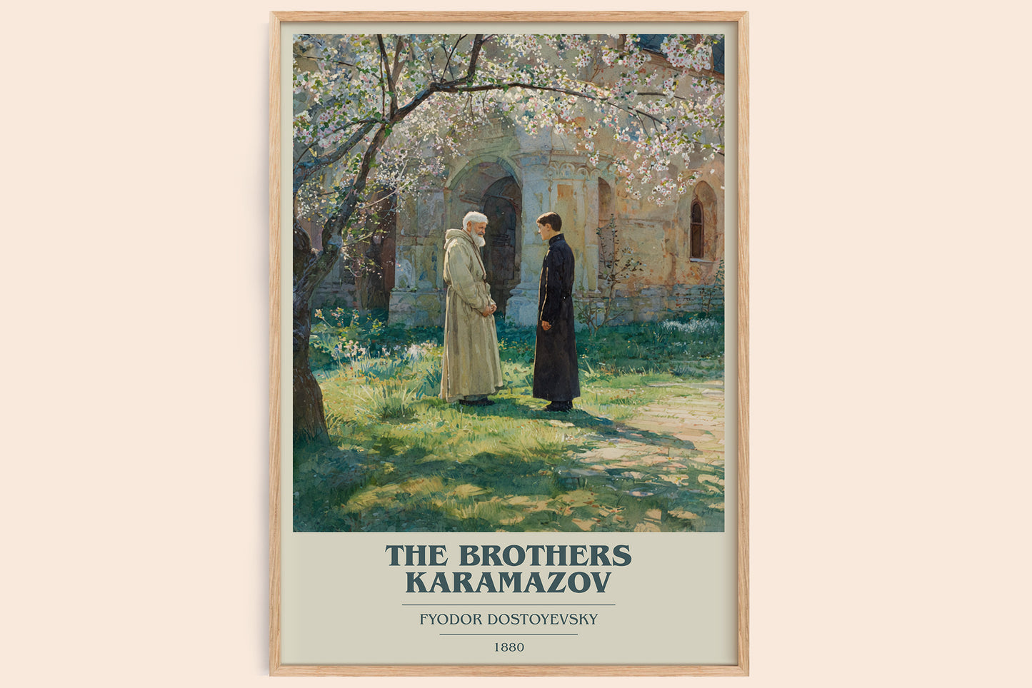 The Brothers Karamazov book cover book poster by Fyodor Dostoyevsky – framed literary art print