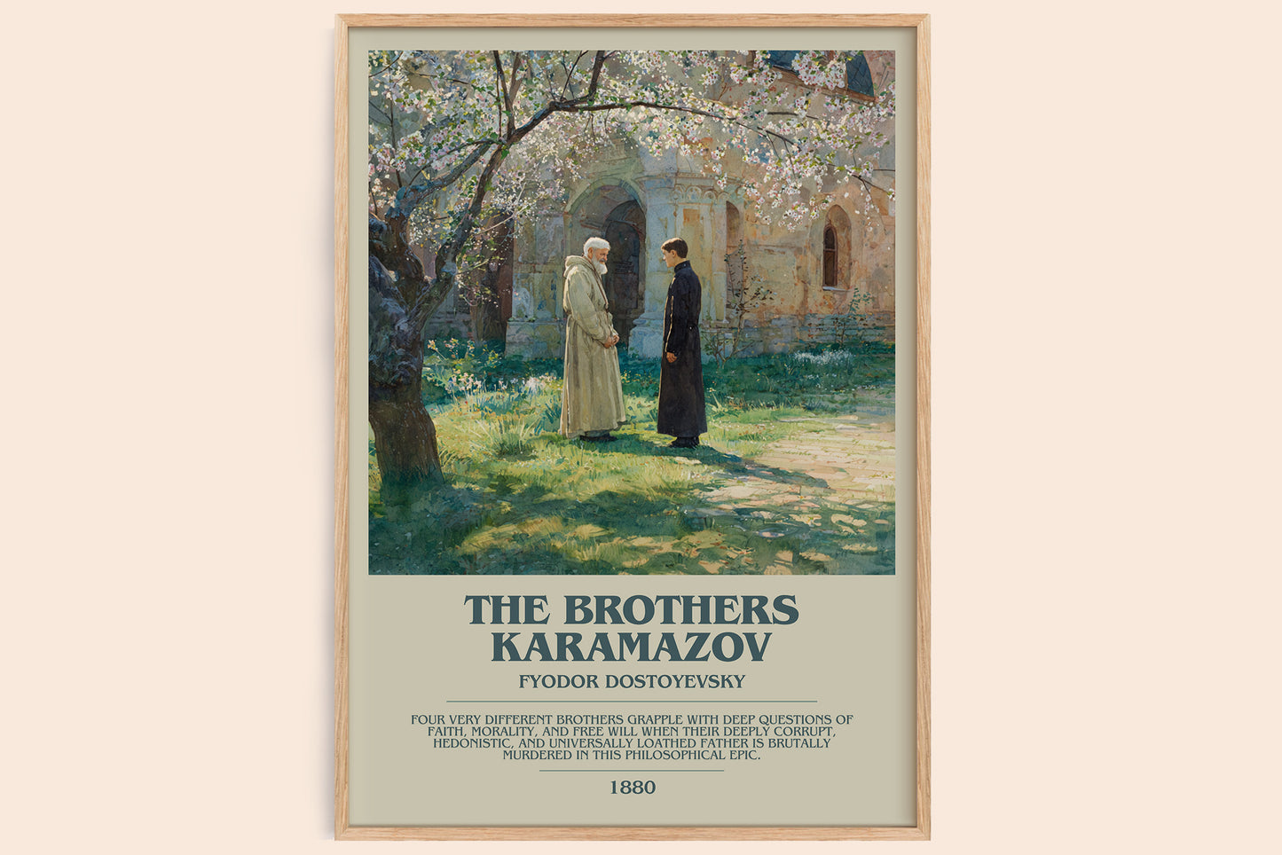 The Brothers Karamazov bookish book poster by Fyodor Dostoyevsky – framed literary art print
