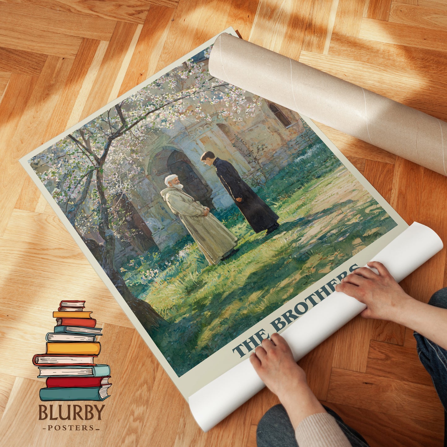 The Brothers Karamazov book cover print on bookshelf – Fyodor Dostoyevsky fan gift
