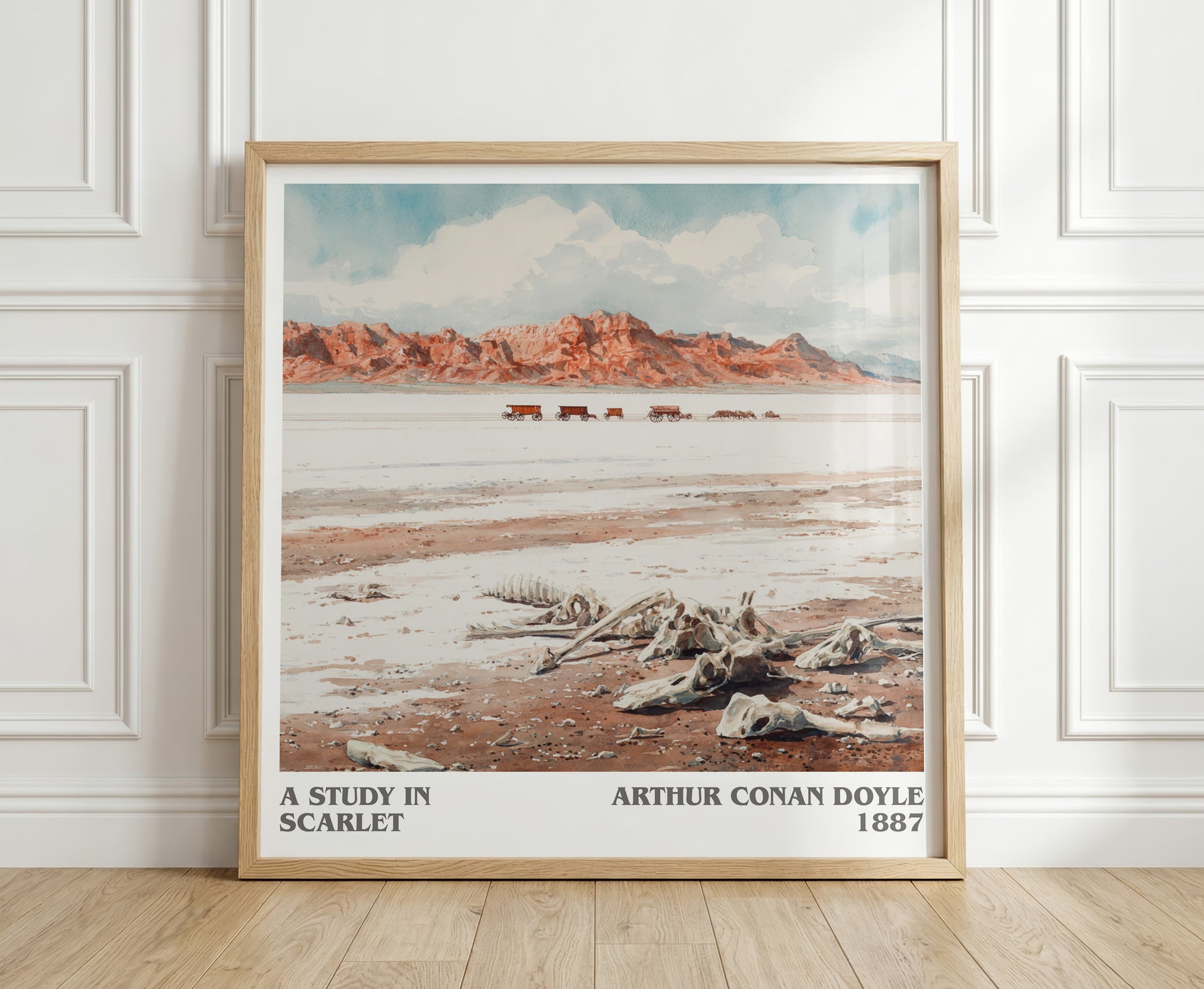 A Study in Scarlet literary print in frame leaning in hallway – mystery wall art