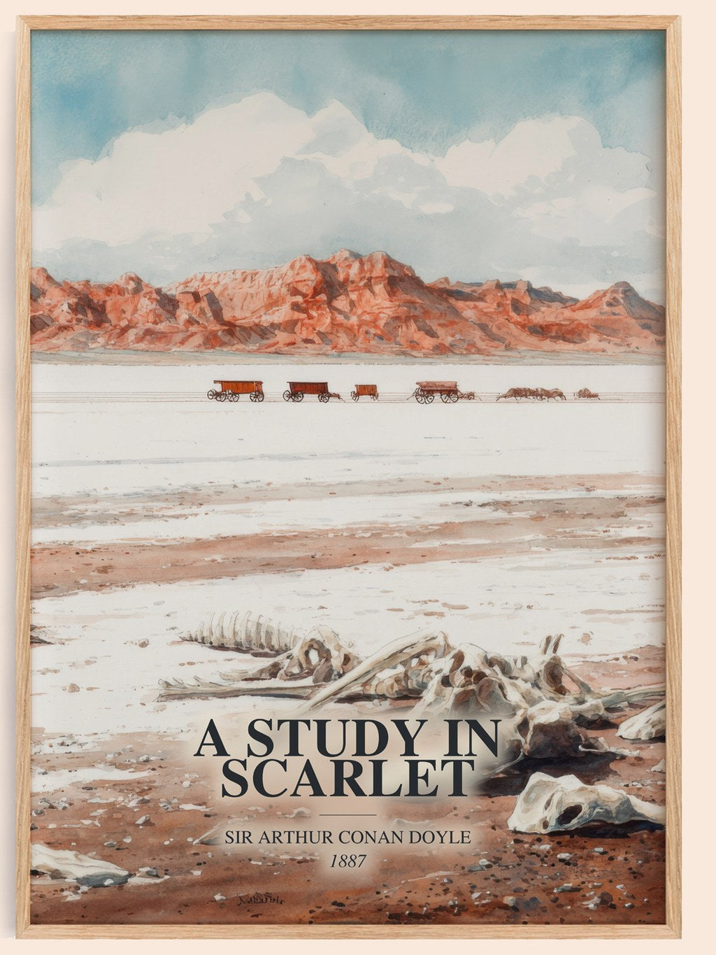 A Study In Scarlet watercolour book poster by Sir Arthur Conan Doyle – framed literary art print