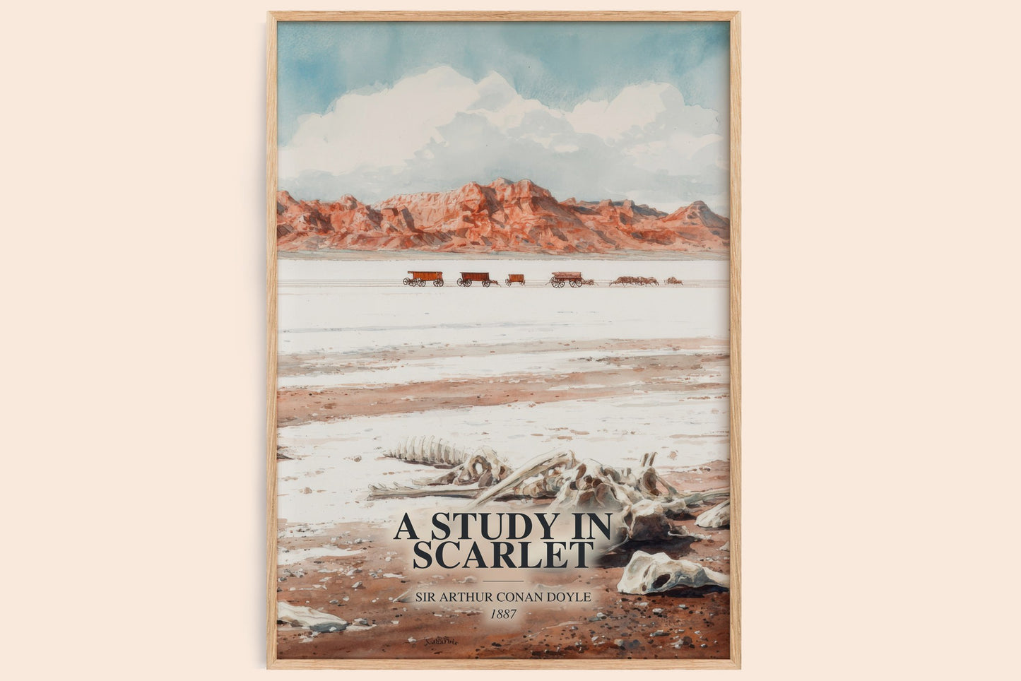 A Study In Scarlet watercolour book poster by Sir Arthur Conan Doyle – framed literary art print