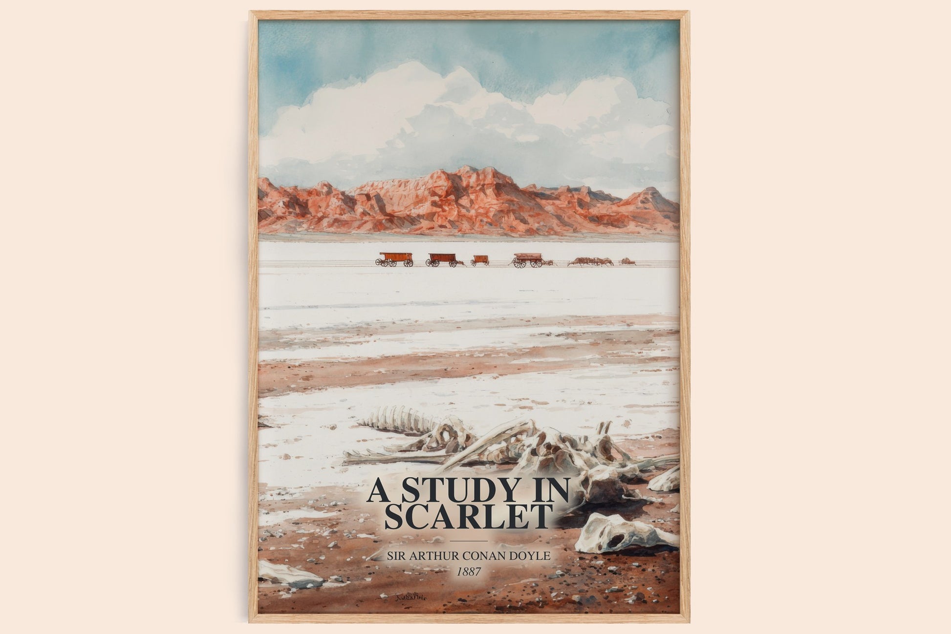 A Study In Scarlet watercolour book poster by Sir Arthur Conan Doyle – framed literary art print