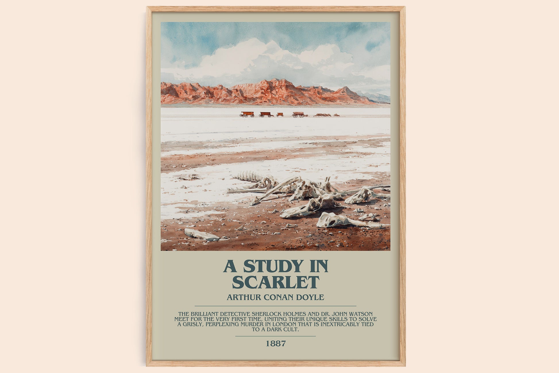 A Study in Scarlet bookish book poster by Sir Arthur Conan Doyle – framed literary art print