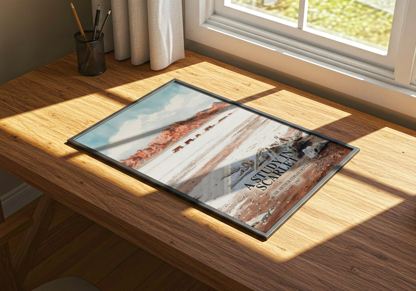 A Study In Scarlet watercolour book poster framed on wall – mystery wall art