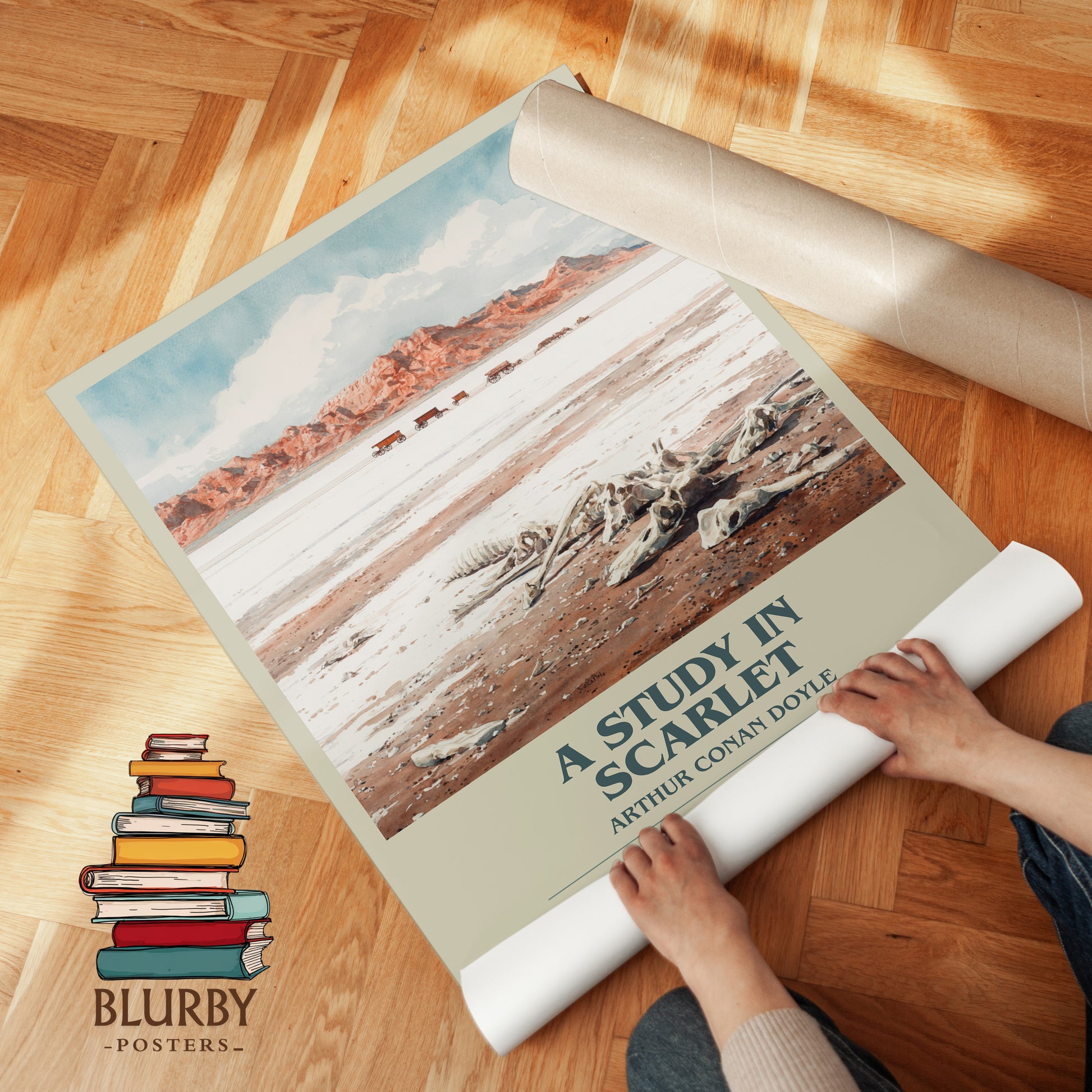 A Study in Scarlet bookish print on bookshelf – Sir Arthur Conan Doyle fan gift