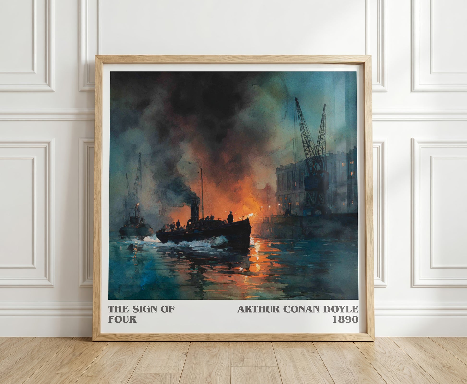 The Sign Of Four literary print in frame leaning in hallway – mystery wall art