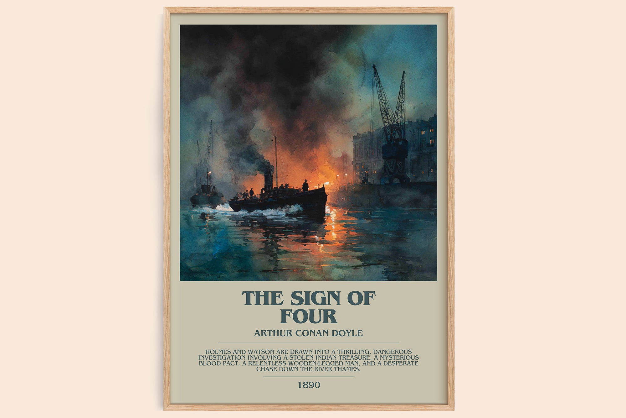 The Sign Of Four bookish book poster by Arthur Conan Doyle – framed literary art print