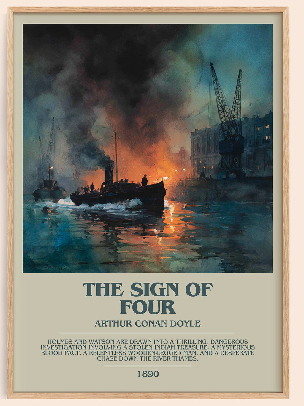 The Sign Of Four bookish book poster by Arthur Conan Doyle – framed literary art print