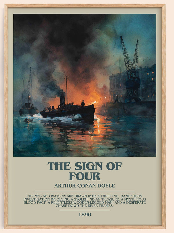 The Sign Of Four bookish book poster by Arthur Conan Doyle – framed literary art print