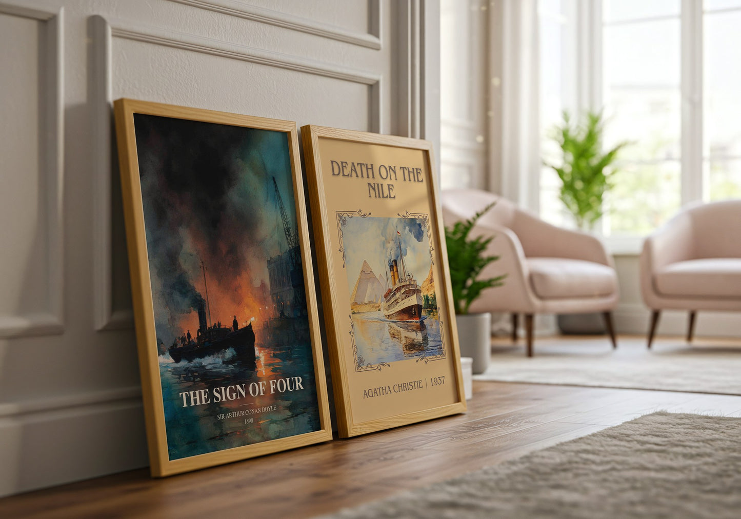 The Sign Of Four watercolour print framed by window – literary home decor