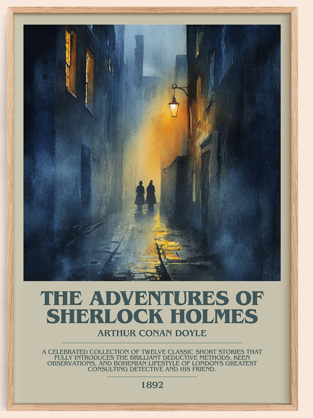 The Adventures of Sherlock Holmes bookish book poster by Sir Arthur Conan Doyle – framed literary art print