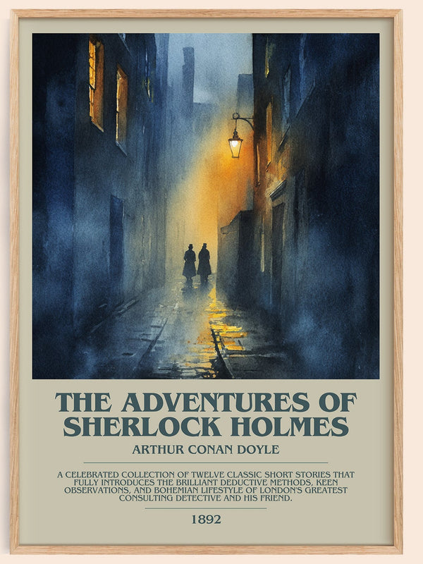 The Adventures of Sherlock Holmes bookish book poster by Sir Arthur Conan Doyle – framed literary art print