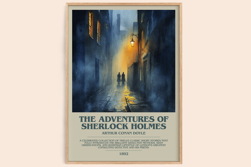 The Adventures of Sherlock Holmes bookish book poster by Sir Arthur Conan Doyle – framed literary art print