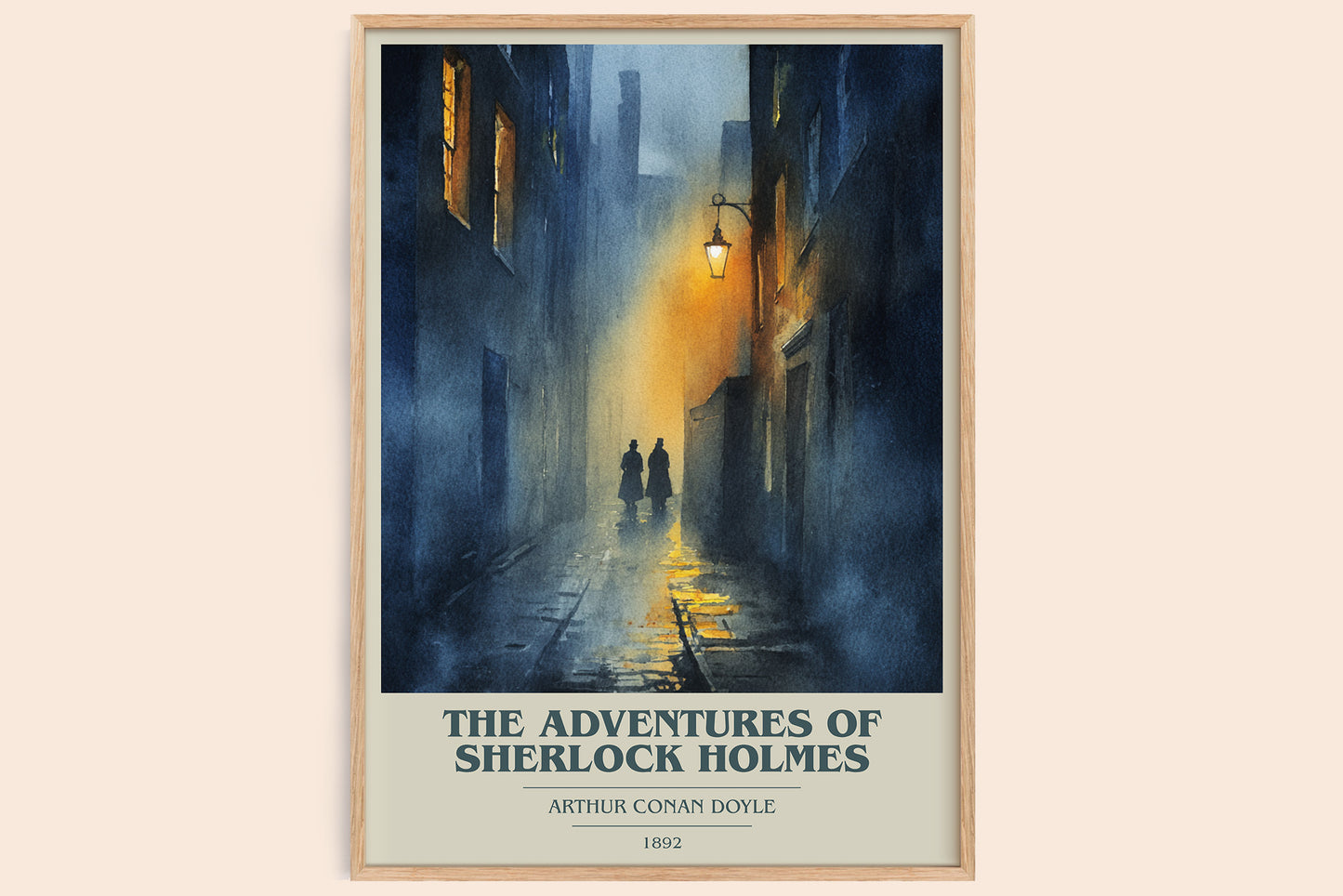 The Adventures of Sherlock Holmes book cover book poster by Sir Arthur Conan Doyle – framed literary art print