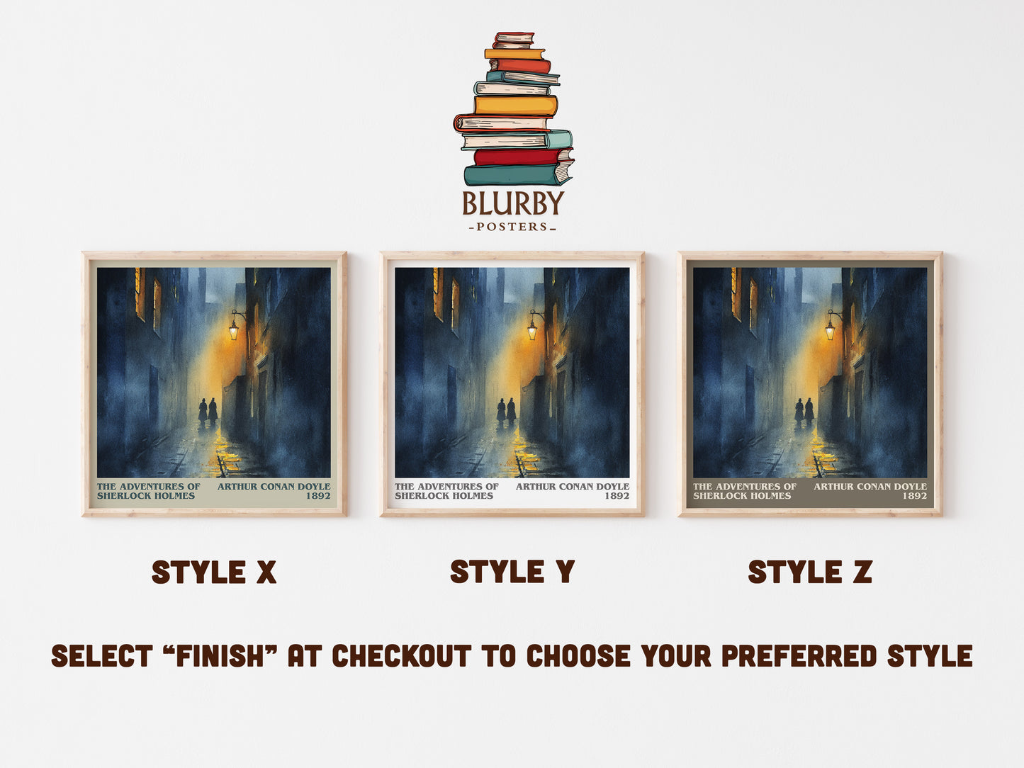 The Adventures of Sherlock Holmes literary art print colour and style options – Sir Arthur Conan Doyle book art