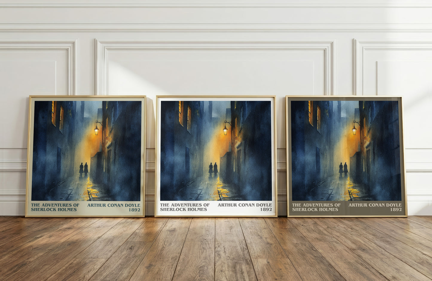 The Adventures of Sherlock Holmes literary print framed by window – literary home decor
