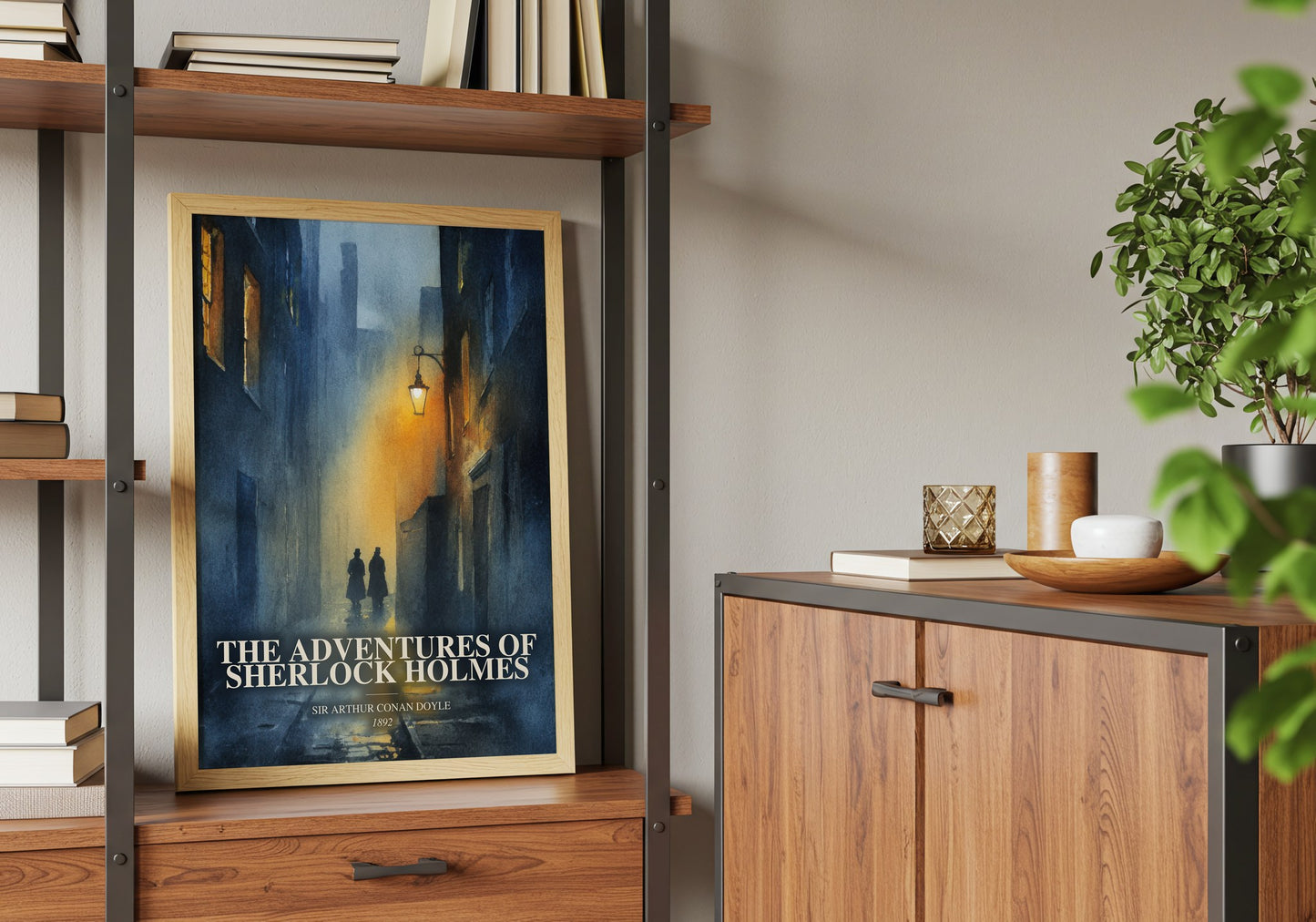 The Adventures Of Sherlock Holmes book watercolour illustration paper finish options – matte satin gloss