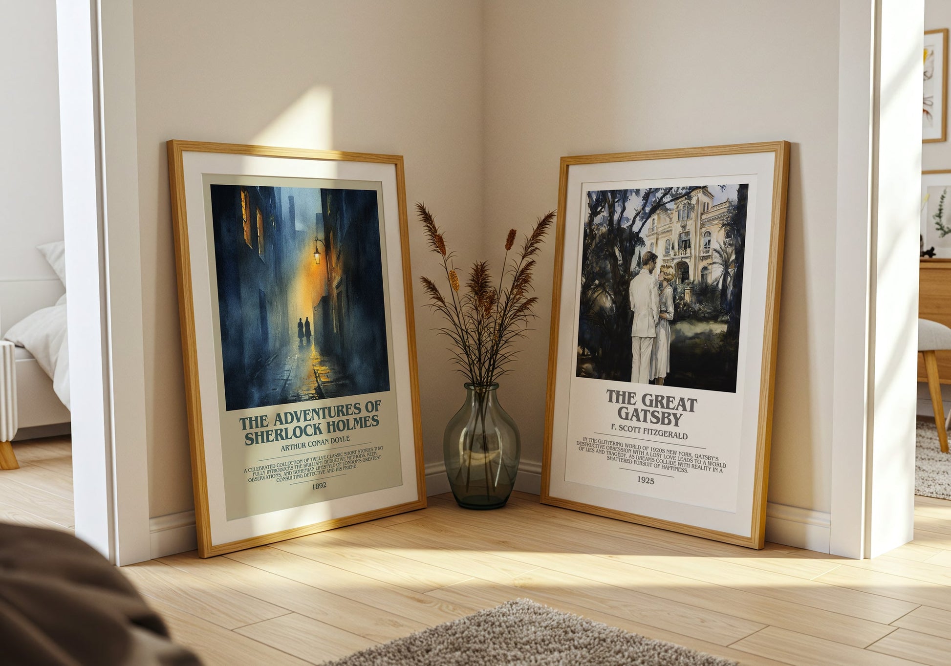 The Adventures of Sherlock Holmes bookish book poster framed on wall – mystery wall art