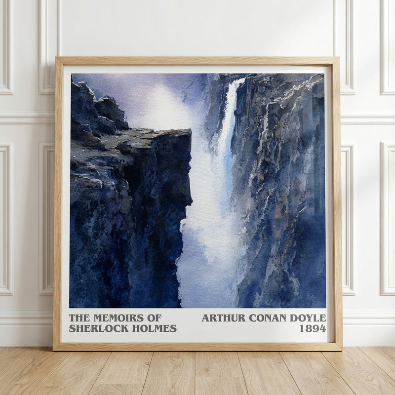 The Memoirs of Sherlock Holmes literary print in frame leaning in hallway – mystery wall art