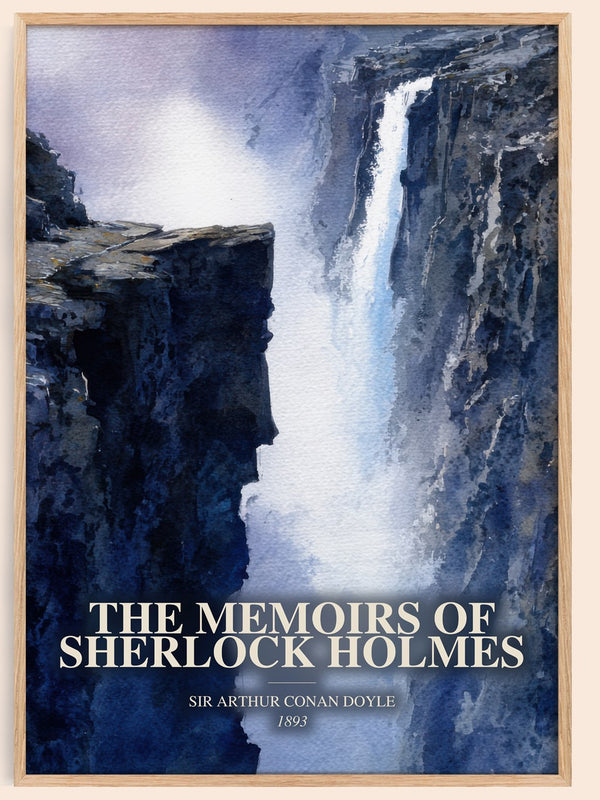 The Memoirs Of Sherlock Holmes watercolour book poster by Sir Arthur Conan Doyle – framed literary art print