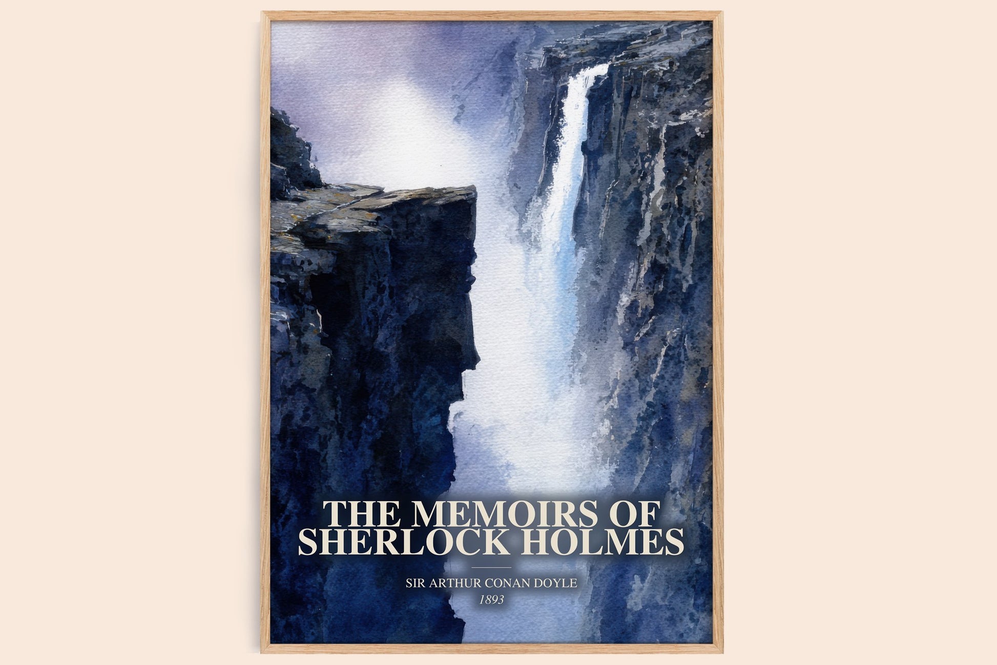 The Memoirs Of Sherlock Holmes watercolour book poster by Sir Arthur Conan Doyle – framed literary art print