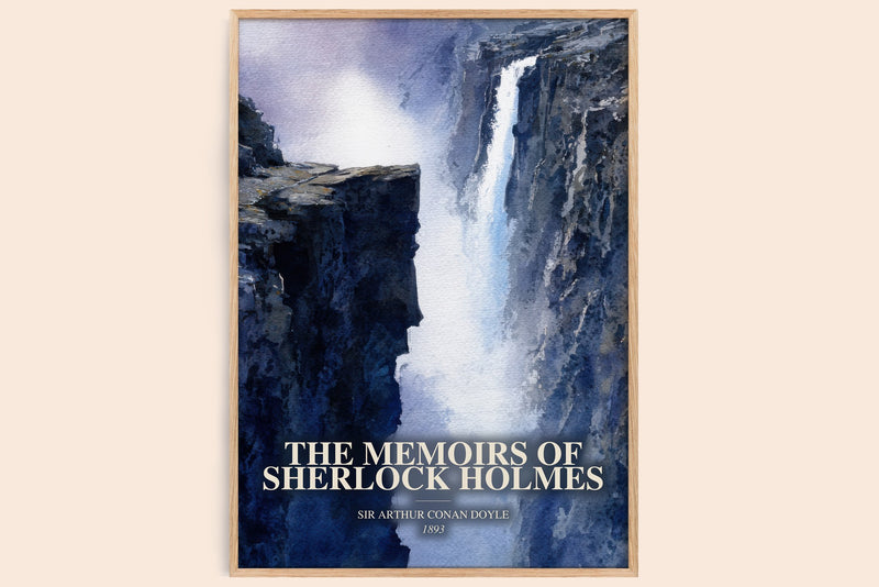 The Memoirs Of Sherlock Holmes watercolour book poster by Sir Arthur Conan Doyle – framed literary art print