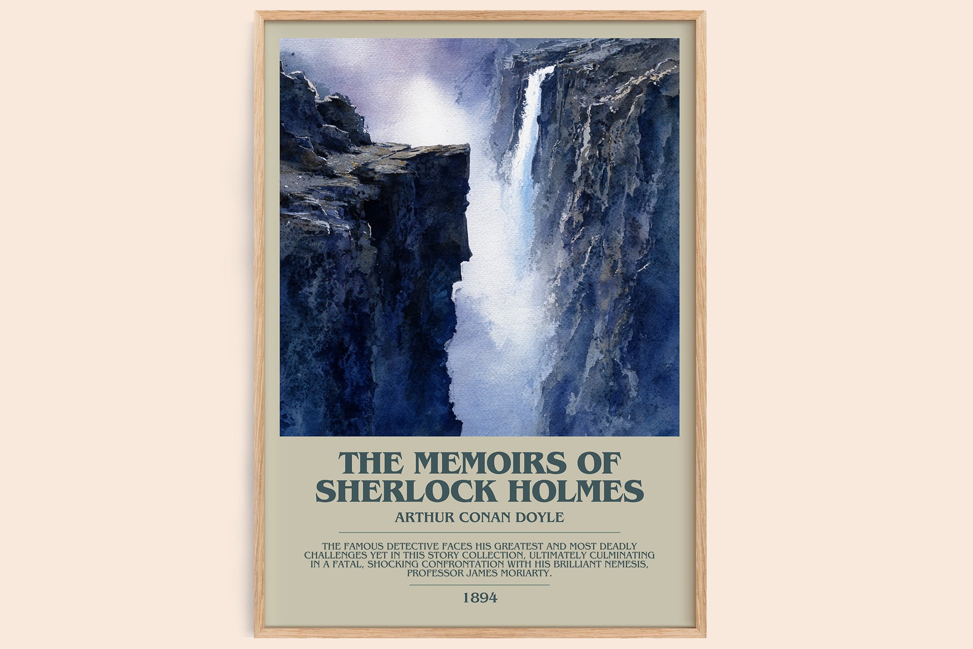 The Memoirs of Sherlock Holmes bookish book poster by Arthur Conan Doyle – framed literary art print